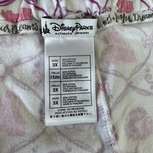 Disney Parks Cotton Pajama Pants 3X Pink / White Cropped Jersey Knit - Picture 6 of 8